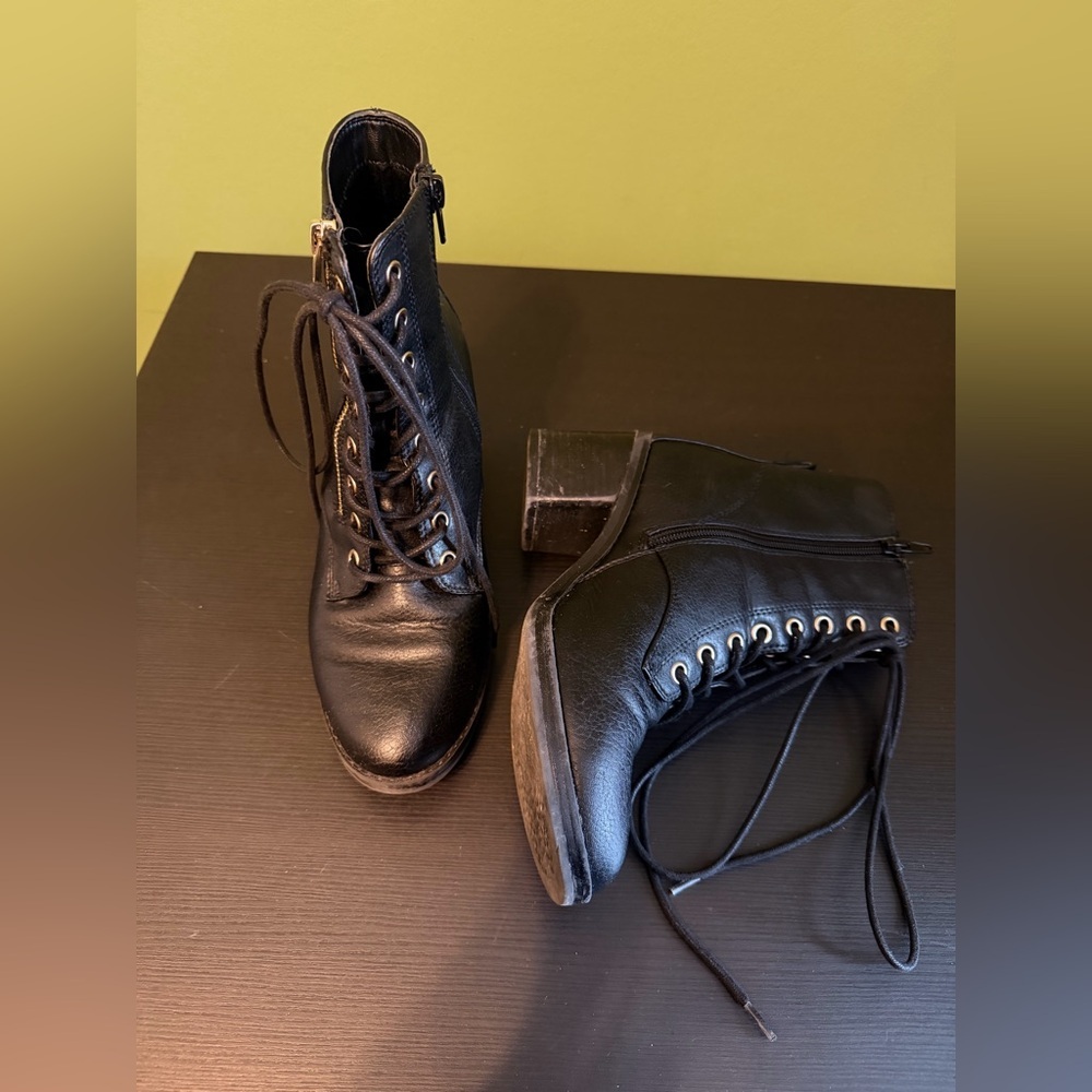 Call It Spring Black Lace-Up Boots